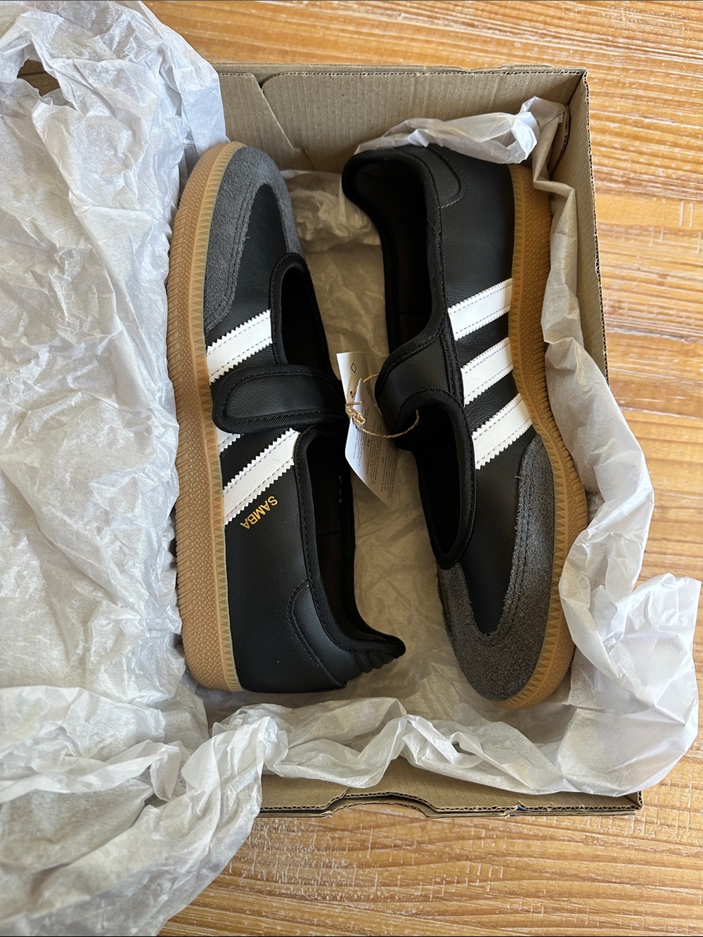 Adidas Black & White Women's Samba Mary Jane Sneakers with Velcro Strap - Picture 4 of 7